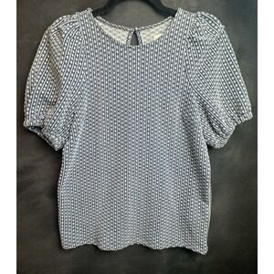 Madewell Floral Jacquard Puff Sleeve Blouse Blue Women's Size XS Textured Boho